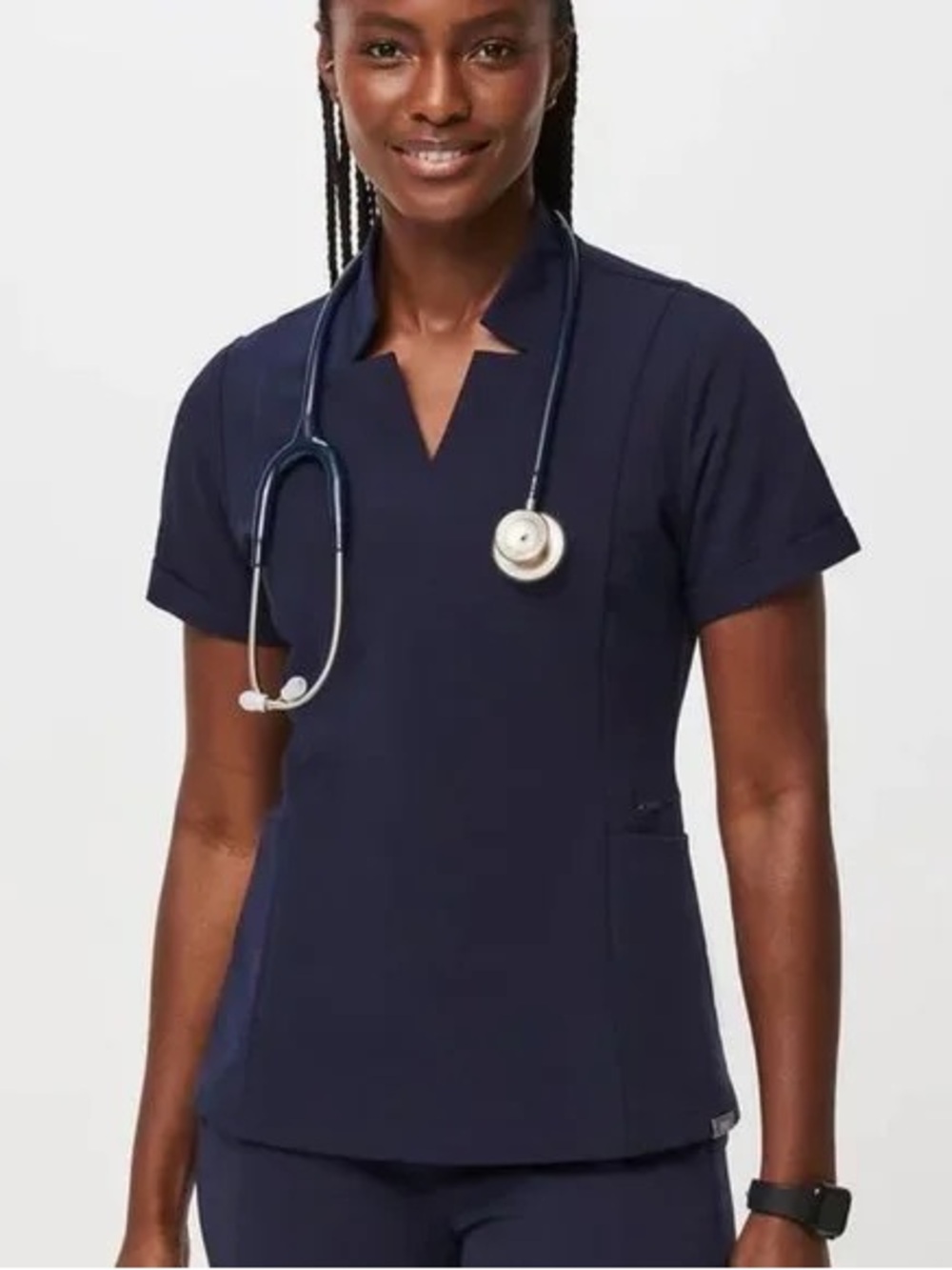 Figs Navy Inala Slim Scrub Top
